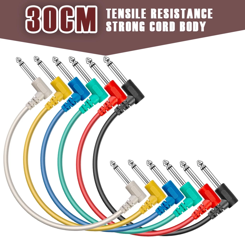  Guitar Effect Pedal Cable 1/4″ Plug Patch Cable for Guitar Bass Sustain Pedal Angled to Angle