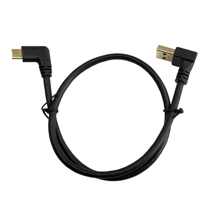 USB3.0AM male head bend to TYPE-CM male side bend gold plated seamless stretch head OEM ODM cable