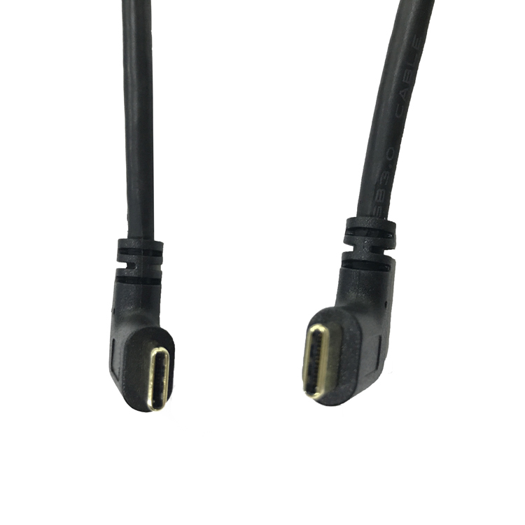 USB3.1 MALE TO MALE SIDE BEND TYPE-C MALE TO MALE SIDE BEND GOLD PLATED WIRE