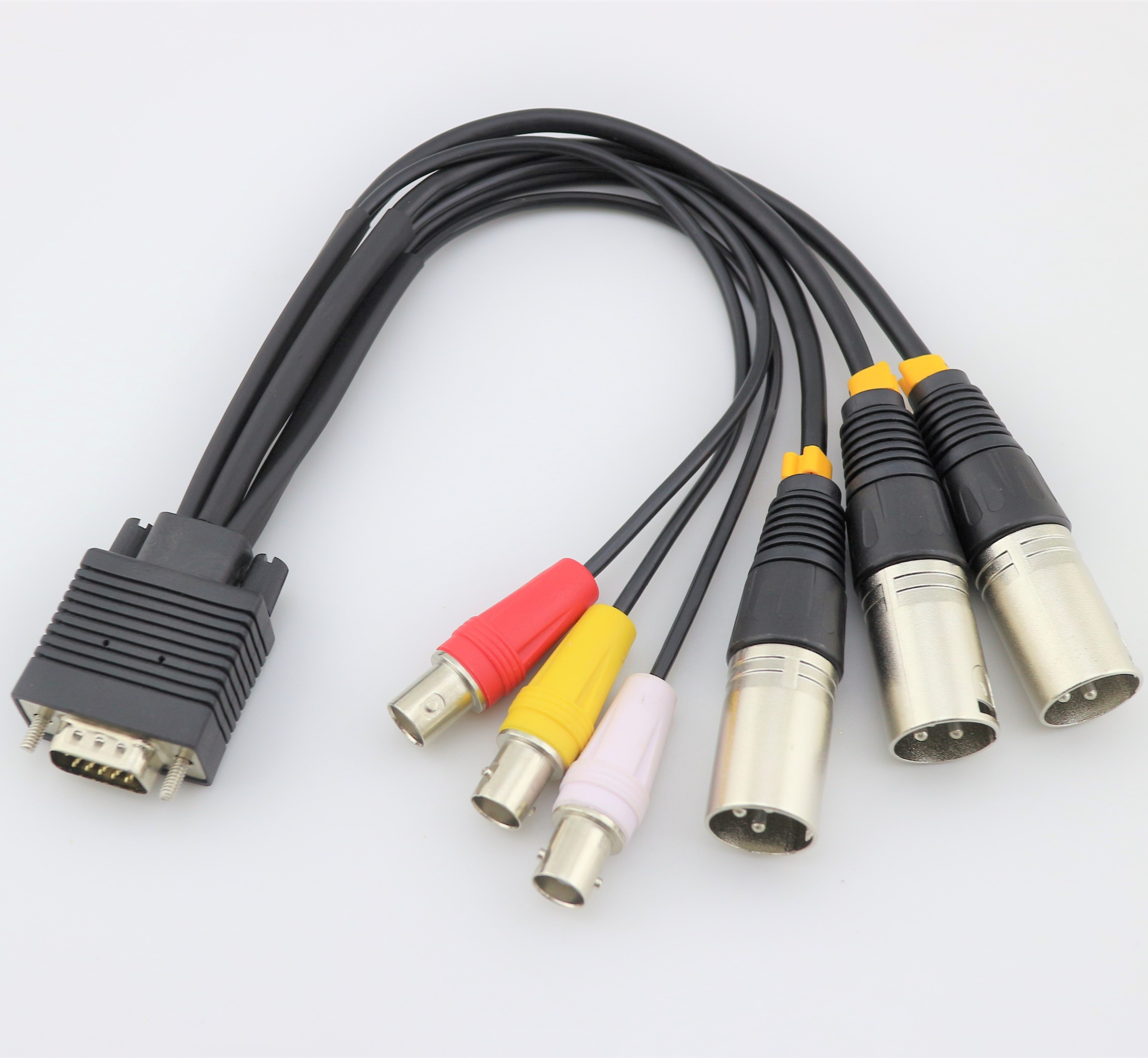 15 Pin Vga Svga to 4 Pin video 3 Rca Av Tv Out Cable Cord Adapter Converter for Pc Audio Cable XLR F