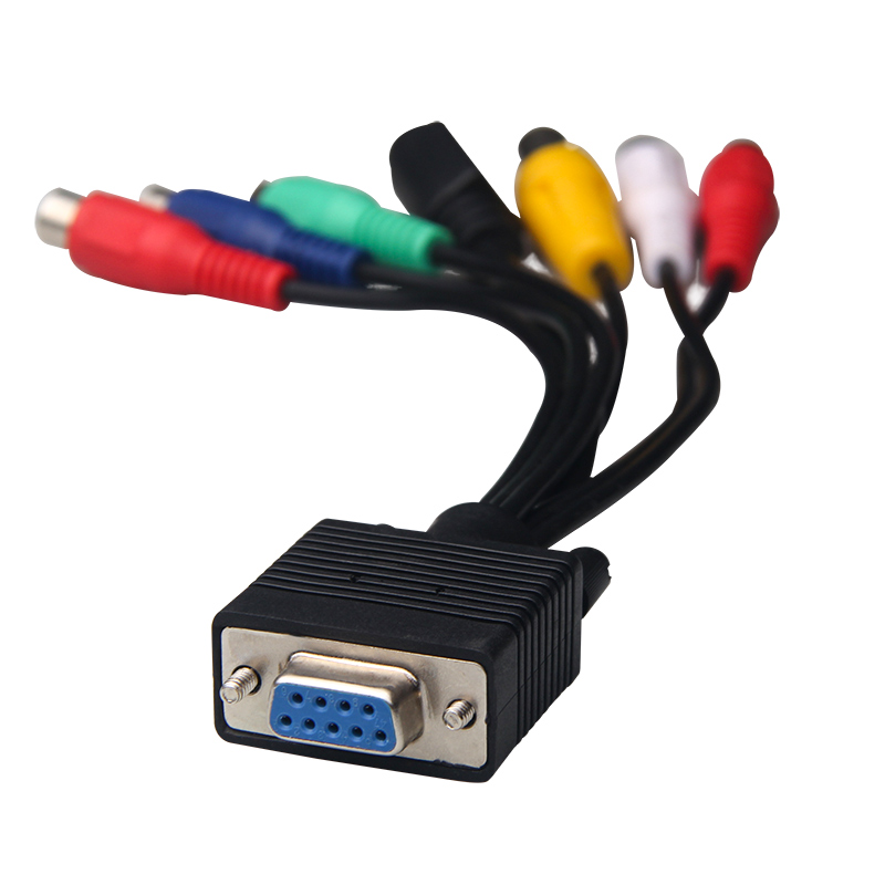 VGA to 6RCA Lotus head +MD4 S-VIDEO video cable