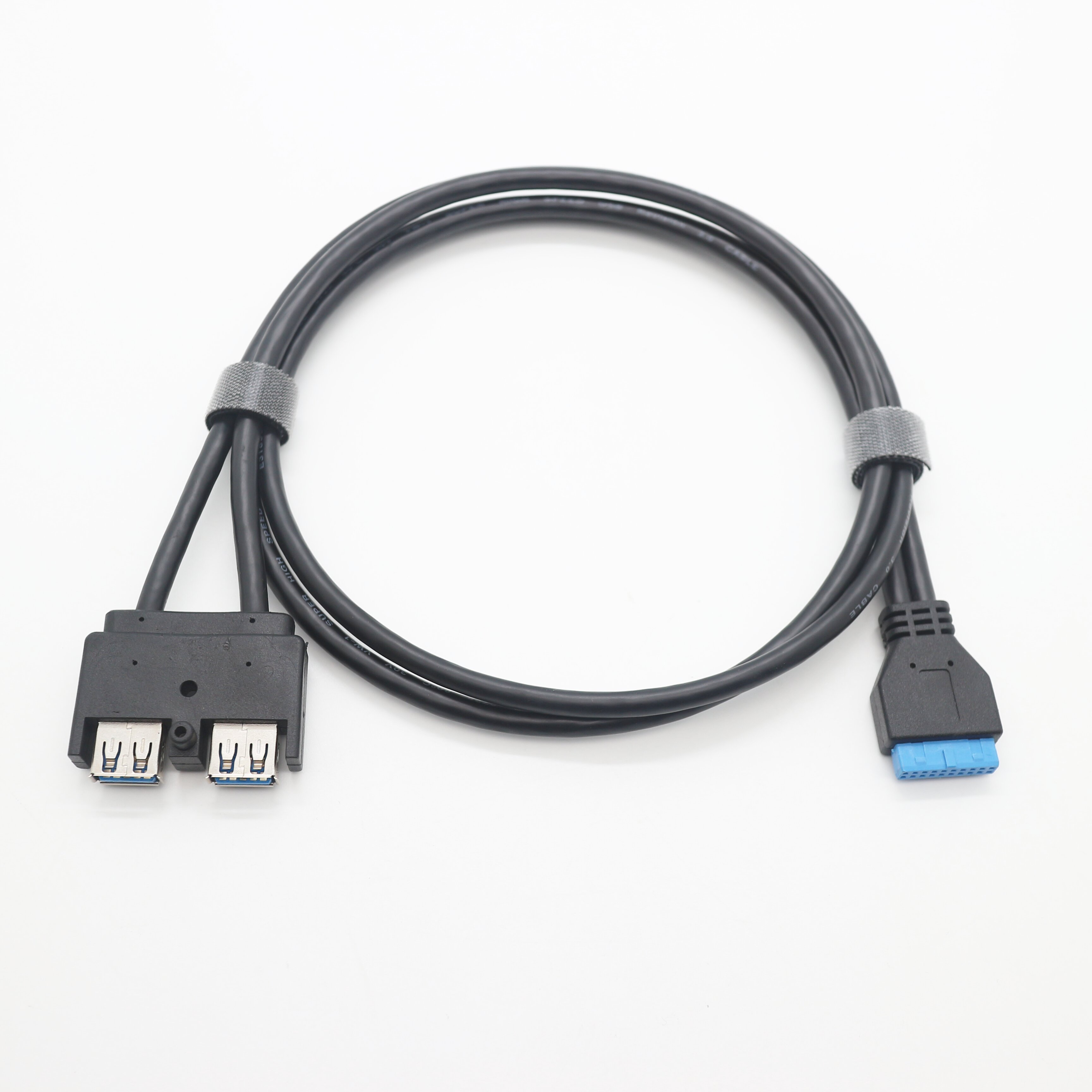 USB3.0 20PIN HSG to 2 USB3.0AF computer case cable middle screw holes cable